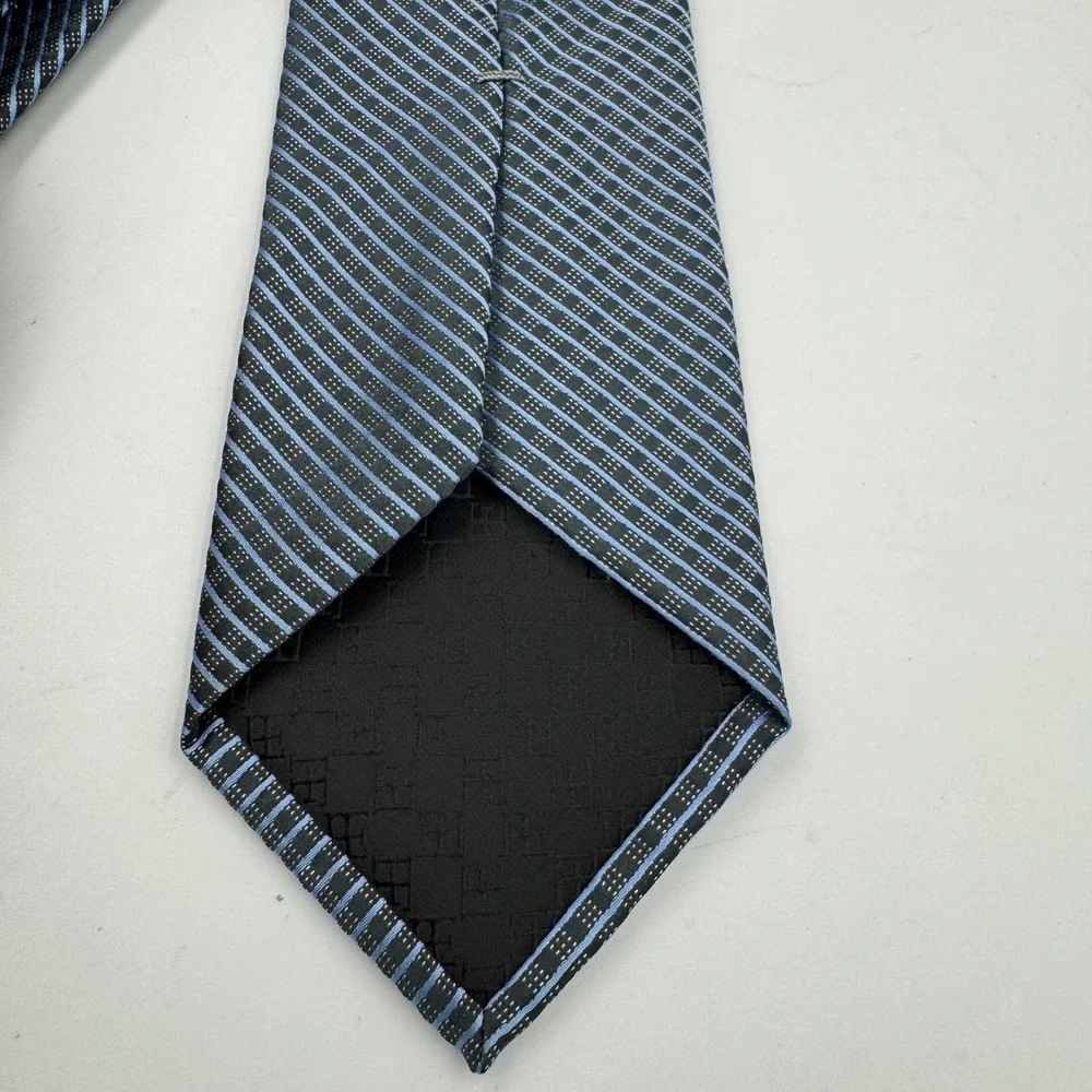 Perry Ellis Portfolio Necktie Mens Blue Black Striped‎ Geometric Polyester
